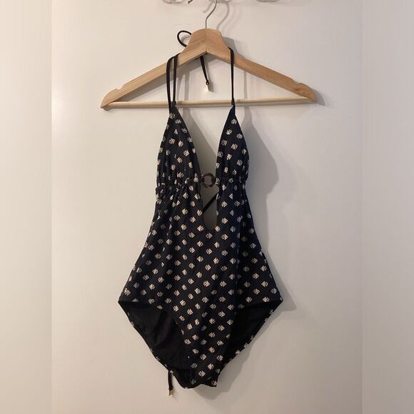 Tory Burch Black Kingfish Plunge One Piece Swimsuit Size XS - Picture 4 of 16